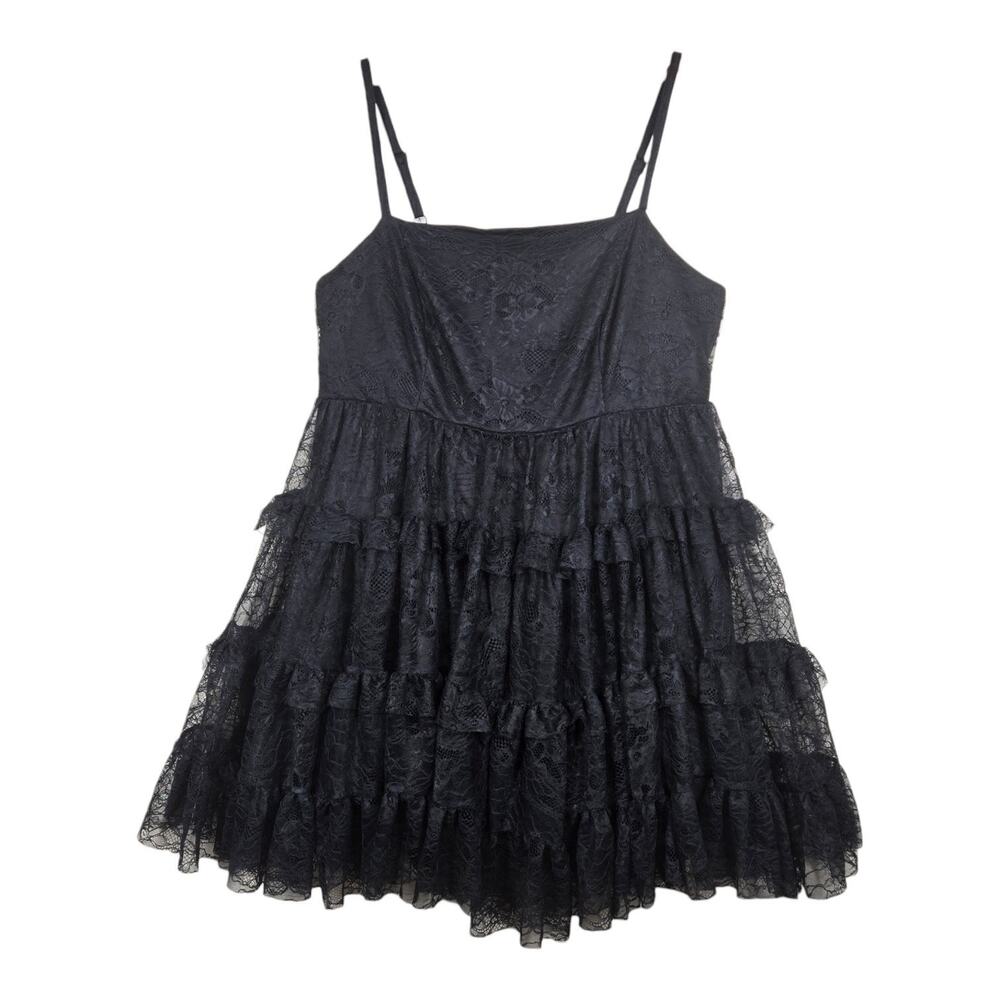 Torrid Babydoll Lace Mini Dress Sz 2 Tiered Ruffle Plus Size 2X 18-20 Witchy